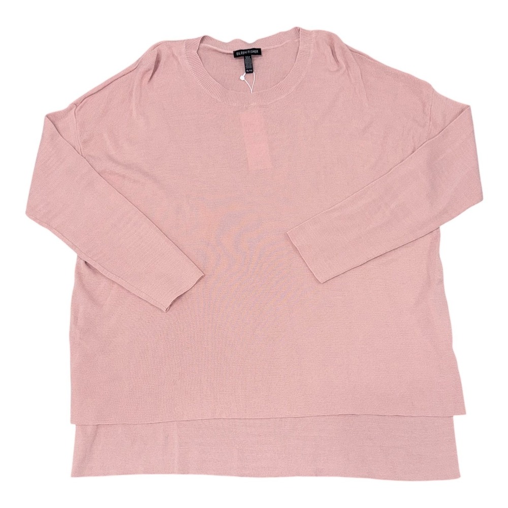 Eileen Fisher Womens XL Pink Blush Crew Neck Box Top Knit Pullover Sweater NWT